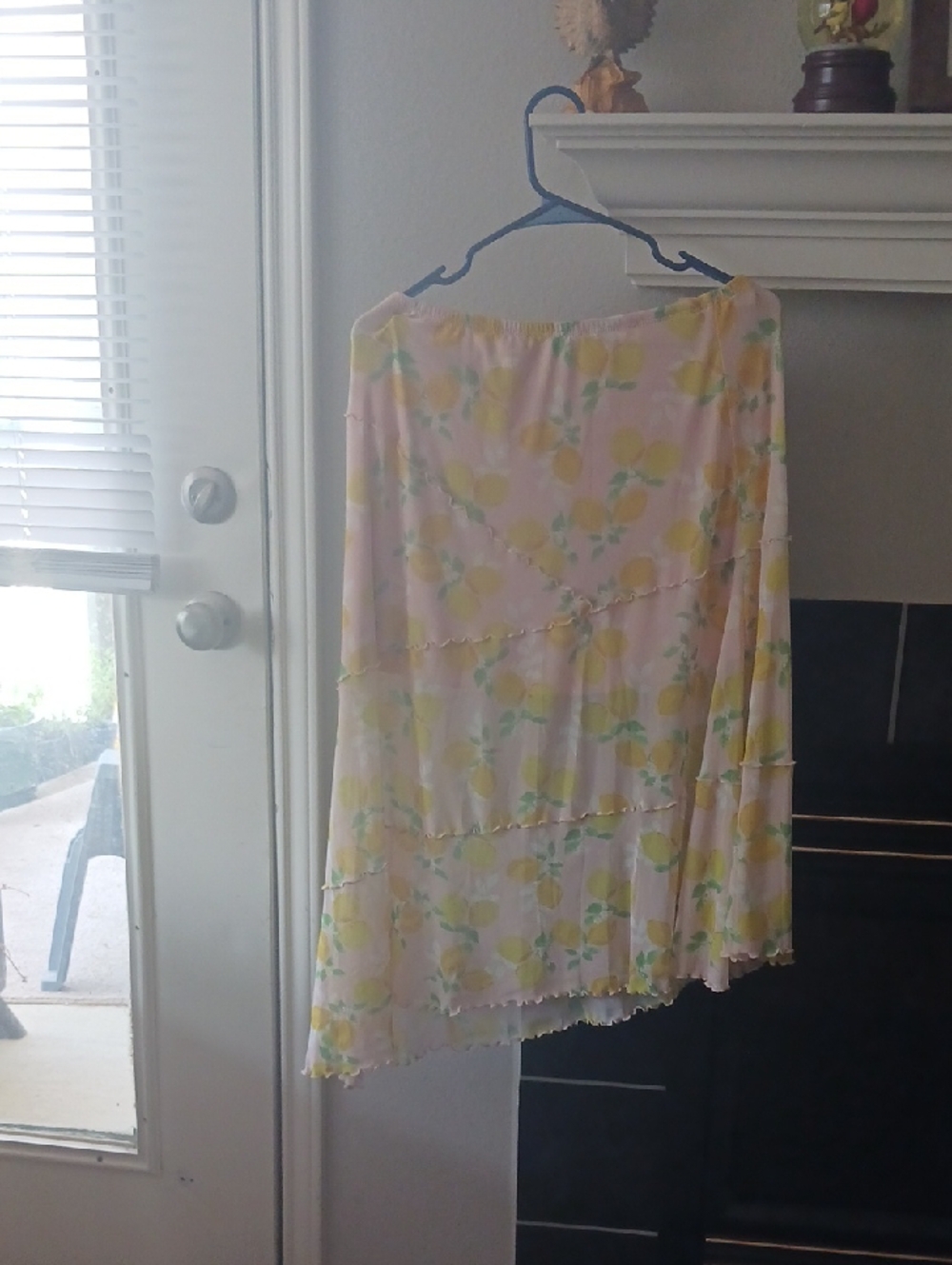 See You Monday Pastel Pink Lemon-Print Asymmetrical Tiered Skirt